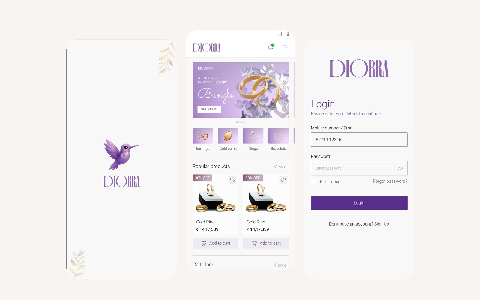 Diorra eCommerce app — UI/UX design system